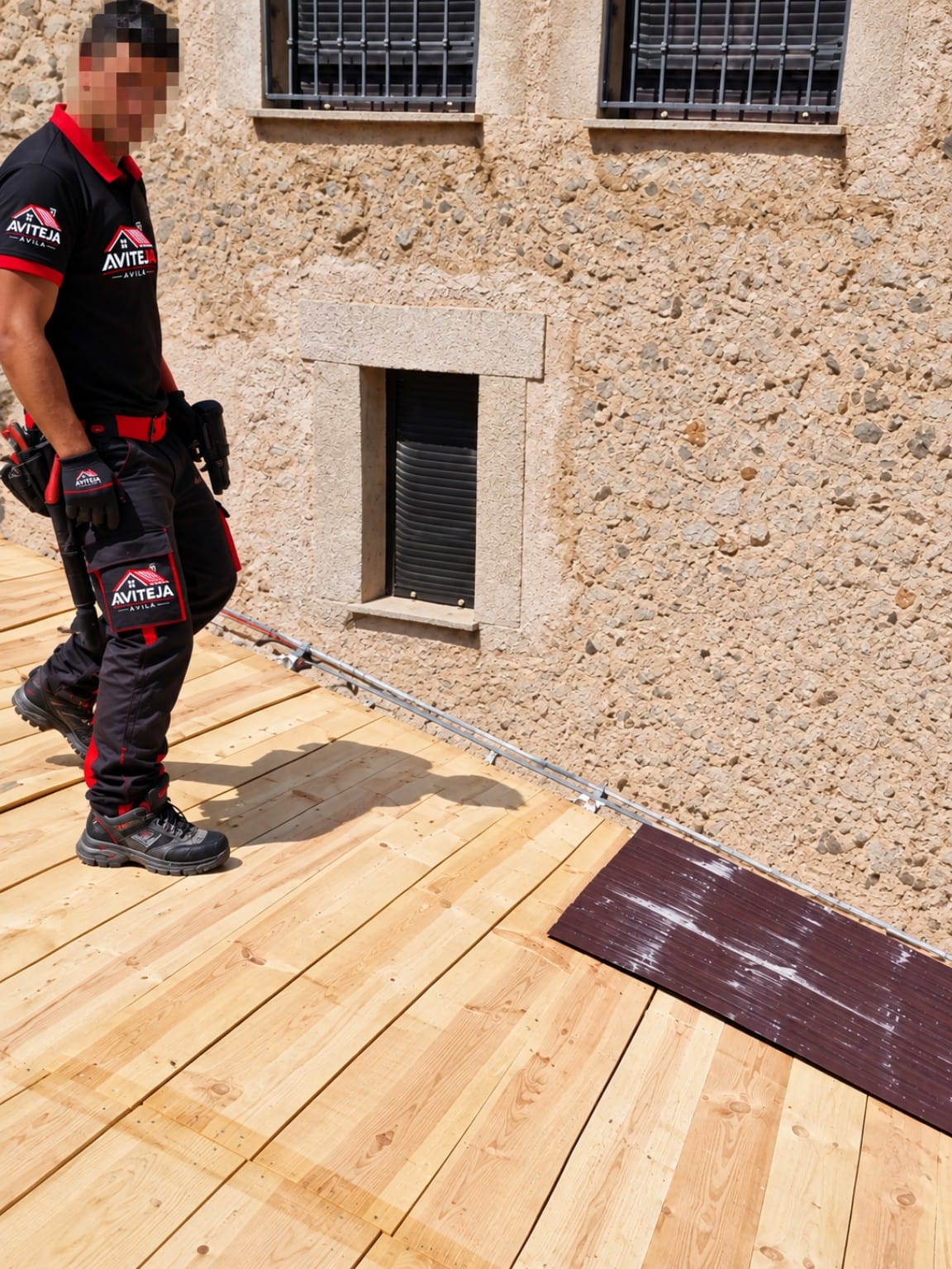 Profesional de AVITEJA trabajando en una fachada